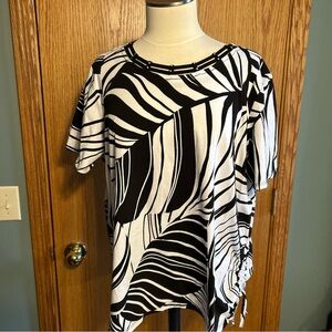 Alfred Dunner Twisted Leaves Top Shirt Woman’s Large Working Girl Vacation